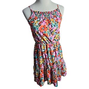 1.4.3. Story by Line Up Floral Smocked Mini Dress in Pink, Orange, Yellow